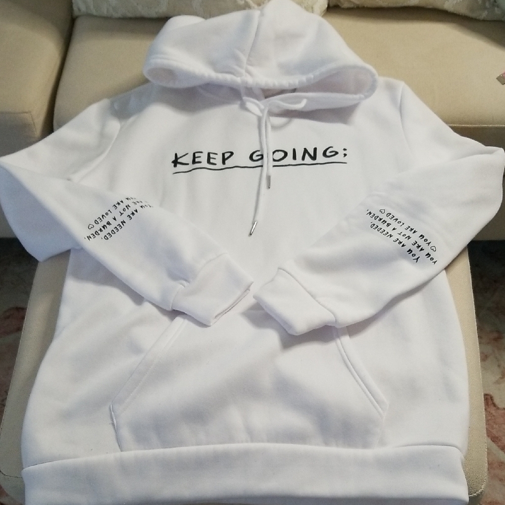 White Hoodie with Motivational Text